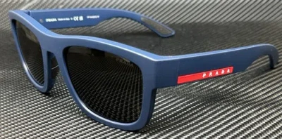 Pre-owned Prada Linea Rossa Ps 01zs Tfy06f Blue Grey Men's 56 Mm Sunglasses