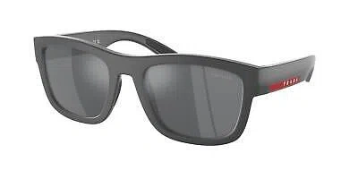 Pre-owned Prada Linea Rossa Ps 01zs Ufk5l0 Grey Rubber Grey Mirror 56 Mm Men's Sunglasses In Light Grey Mirror Black