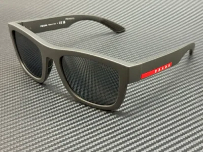 Pre-owned Prada Linea Rossa Ps 01zs Ufk5l0 Grey Rubber Grey Mirror Men's 56 Mm Sunglasses