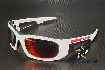 Pre-owned Prada Linea Rossa Ps 02ys Aai04u White Black Grey Mir Orange 59 Men's Sunglasses In Gray