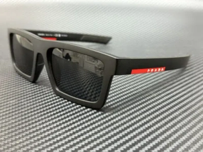 Pre-owned Prada Linea Rossa Ps 02zsu 1bo02g Black Grey Polarized Men's 55 Mm Sunglasses In Gray
