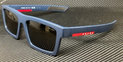 Pre-owned Prada Linea Rossa Ps 02zsu Mag06f Matte Blue Grey Men's 58 Mm Sunglasses In Gray