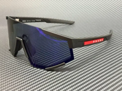 Pre-owned Prada Linea Rossa Ps 04ws Dg070a Black Mirror Violet Men's 39 Mm Sunglasses In Blue