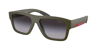 Pre-owned Prada Linea Rossa Ps 04zs 15x09u Green Military Grey Grad 56 Mm Men's Sunglasses In Grey Gradient