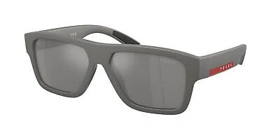Pre-owned Prada Linea Rossa Ps 04zs 16x7w1 Grey Metal Mirror Silver 56 Mm Men's Sunglasses In Grey Mirror Silver