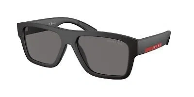 Pre-owned Prada Linea Rossa Ps 04zs Dg002g Black Dark Grey Polarized 56mm Men's Sunglasses In Gray