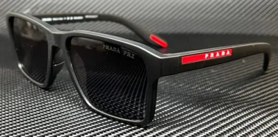 Pre-owned Prada Linea Rossa Ps 05ys Dg002g Black Rubber Polarized Men's 58 Mm Sunglasses In Gray