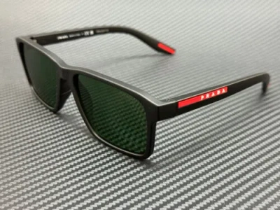 Pre-owned Prada Linea Rossa Ps 05ys Dg006u Black Rubber Green 58 Mm Men's Sunglasses