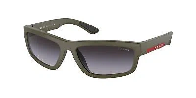 Pre-owned Prada Linea Rossa Ps 05zs 15x09u Green Military Matte Grey 59mm Men's Sunglasses In Grey Gradient