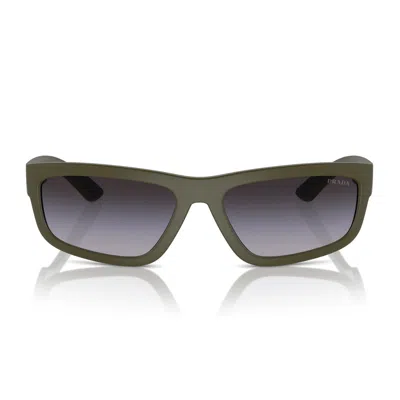 Prada Linea Rossa Ps 05zs 15x09u Verde Militare Opaco Sunglasses In Green