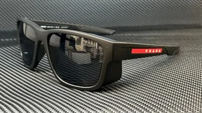 Pre-owned Prada Linea Rossa Ps 07ws Dg009r Black Rubber Dark Blue 59 Mm Men's Sunglasses