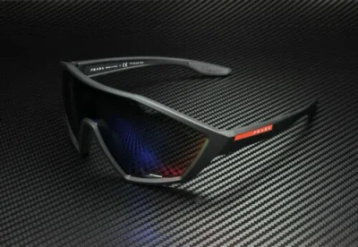 Pre-owned Prada Linea Rossa Ps 10us Dg09q1 Black Rubber Cat Eye Men's 30 Mm Sunglasses In Multicolor