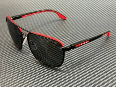 Pre-owned Prada Linea Rossa Ps 50ys 19g02g Black Grey Polarized Men's 62 Mm Sunglasses In Gray