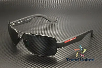 Pre-owned Prada Linea Rossa Ps 50zs 1ab02g Black Dark Grey Polarized 65mm Men's Sunglasses In Polar Dark Grey