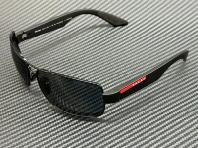 Pre-owned Prada Linea Rossa Ps 50zs 1ab02g Black Grey Polarized Men's 65 Mm Sunglasses In Gray