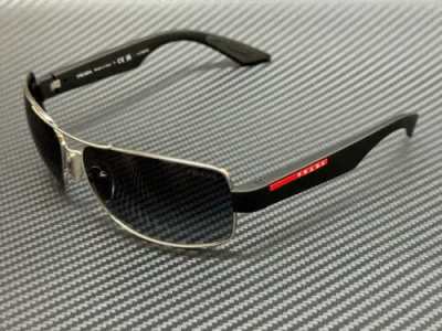 Pre-owned Prada Linea Rossa Ps 50zs 1bc09u Silver Grey Gradient 65 Mm Men's Sunglasses In Gray