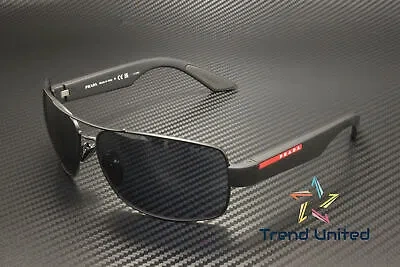 Pre-owned Prada Linea Rossa Ps 50zs 1bo09r Matte Black Blue Tuning 65 Mm Men's Sunglasses