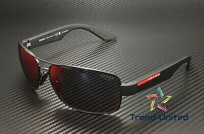 Pre-owned Prada Linea Rossa Ps 50zs 1bo10a Matte Black Grey Orange 65mm Men's Sunglasses In Gray