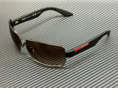 Pre-owned Prada Linea Rossa Ps 50zs 5av02p Gunmetal Brown Gradient Men's 65 Mm Sunglasses