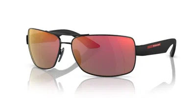 Pre-owned Prada Linea Rossa Ps 50zs Matte Black/grey Orange Mirrored (1bo-10a) Sunglasses