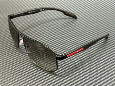 Pre-owned Prada Linea Rossa Ps 51vs 1bo5o0 Black Silver Mirror Men's 62 Mm Sunglasses In Gray