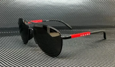 Pre-owned Prada Linea Rossa Ps 51xs 1bo06l Matte Black Grey Men's 59 Mm Sunglasses In Gray