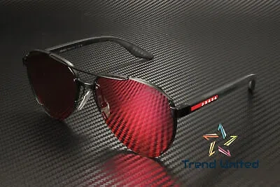 Pre-owned Prada Linea Rossa Ps 51ys 1bo08f Mt Black Grey Mir Blue Red 61 Men's Sunglasses In Gray