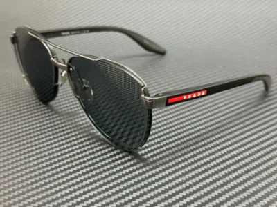 Pre-owned Prada Linea Rossa Ps 51ys 5av07u Gunmetal Grey Men's 61 Mm Sunglasses In Gray