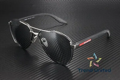 Pre-owned Prada Linea Rossa Ps 51ys 5av07u Mt Black Grey Mir Black 61 Mm Men's Sunglasses In Grey Mirror Black