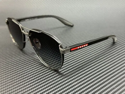 Pre-owned Prada Linea Rossa Ps 51ys 5av09u Gunmetal Grey Gradient 61 Mm Men's Sunglasses In Gray