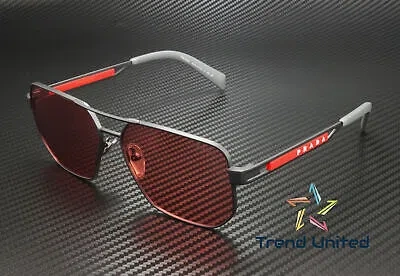Pre-owned Prada Linea Rossa Ps 51zs 15p20b Matte Grey Pink 59 Mm Men's Sunglasses