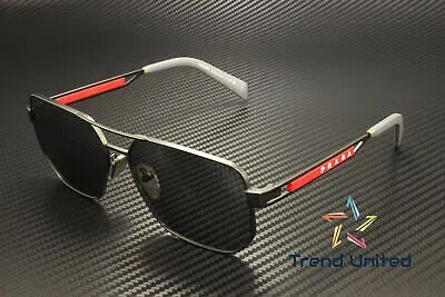 Pre-owned Prada Linea Rossa Ps 51zs 19k60a Matte Gunmetal Grey Mirror 59mm Mens Sunglasses In Grey Mirror Silver