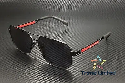 Pre-owned Prada Linea Rossa Ps 51zs 1bo02g Matte Black Grey Polarized 59mm Mens Sunglasses In Gray