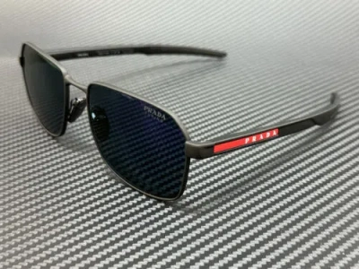 Pre-owned Prada Linea Rossa Ps 54ws Dg005u Black Blue Mirror Men's 57 Mm Sunglasses