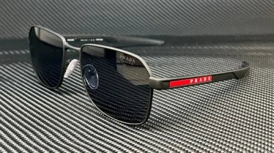 Pre-owned Prada Linea Rossa Ps 54ws Dg009r Matte Black Blue Men's 57 Mm Sunglasses