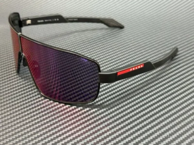 Pre-owned Prada Linea Rossa Ps 54ys 1bo10a Black Blue Red Mirror Men's 74 Mm Sunglasses In Gray