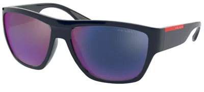 Pre-owned Prada Linea Rossa Ps 54ys Gunmetal/grey Shaded (5av-09u) Sunglasses In Grey Blue Mirrored