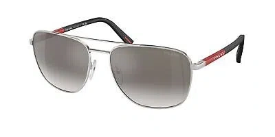 Pre-owned Prada Linea Rossa Ps 54zs 1bc02m Silver Grey Mirror Silver 60mm Men's Sunglasses In Gray