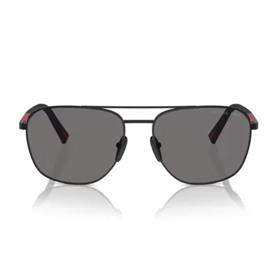 Prada Linea Rossa Ps 54zs 1bo02g Nero Opaco Polarized Sunglasses In Black