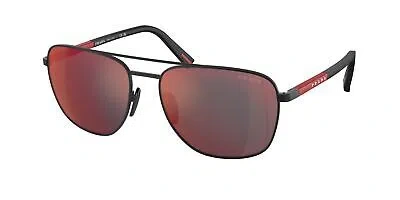 Pre-owned Prada Linea Rossa Ps 54zs Dg008f Black Grey Mirror Blue Red 60mm Mens Sunglasses In Gray