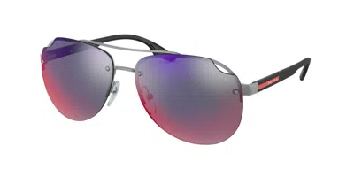 Pre-owned Prada Linea Rossa Ps 55ws Silver/grey Shaded Polarized (1bc0/6g) Sunglasses