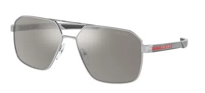 Pre-owned Prada Linea Rossa Ps 55ws Silver/light Grey Silver Mirrored (1bc07f) Sunglasses