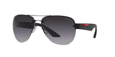 Pre-owned Prada Linea Rossa Ps 55ys Silver/grey Shaded (1bc-09u) Sunglasses