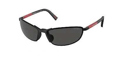 Pre-owned Prada Linea Rossa Ps 55zs 1bo06f Matte Black Dark Grey 60 Mm Men's Sunglasses In Gray