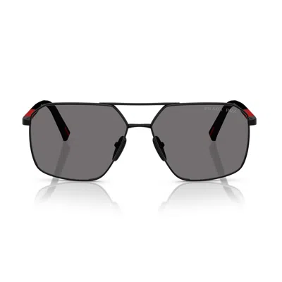 Prada Linea Rossa Ps A50s 1bo02g Nero Polarized Sunglasses In Dark Grey Polar