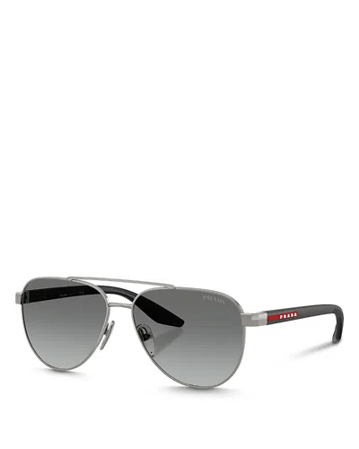 Prada Linea Rossa Ps A52s Aviator Sunglasses, 58mm In Gray