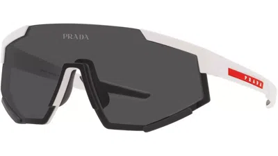 Pre-owned Prada Linea Rossa Ps04ws Twk06f 39 Rubber White/dark Grey Sunglasses In Gray