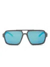 Prada Linea Rossa Rectangle-frame Sunglasses In Black