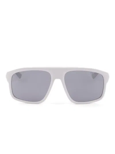 Prada Eckige Linea Rossa Sonnenbrille In White