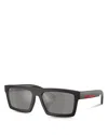 Prada Linea Rossa Rectangular Sunglasses, 55mm In Gray Mirrored